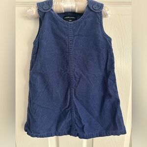 Ralph Lauren Corduroy Blue Sleeveless Dress Kids Sz 18M Logo Embroidery on back